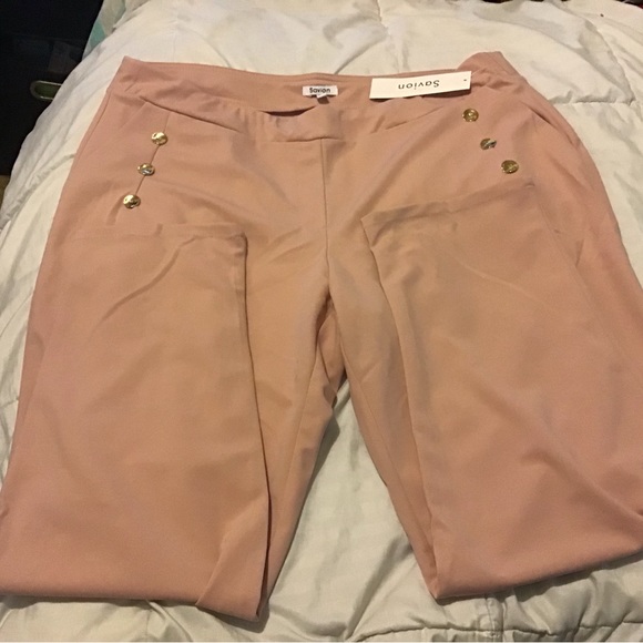 Savion 2X plus size pink button front pants NWT - Picture 4 of 11